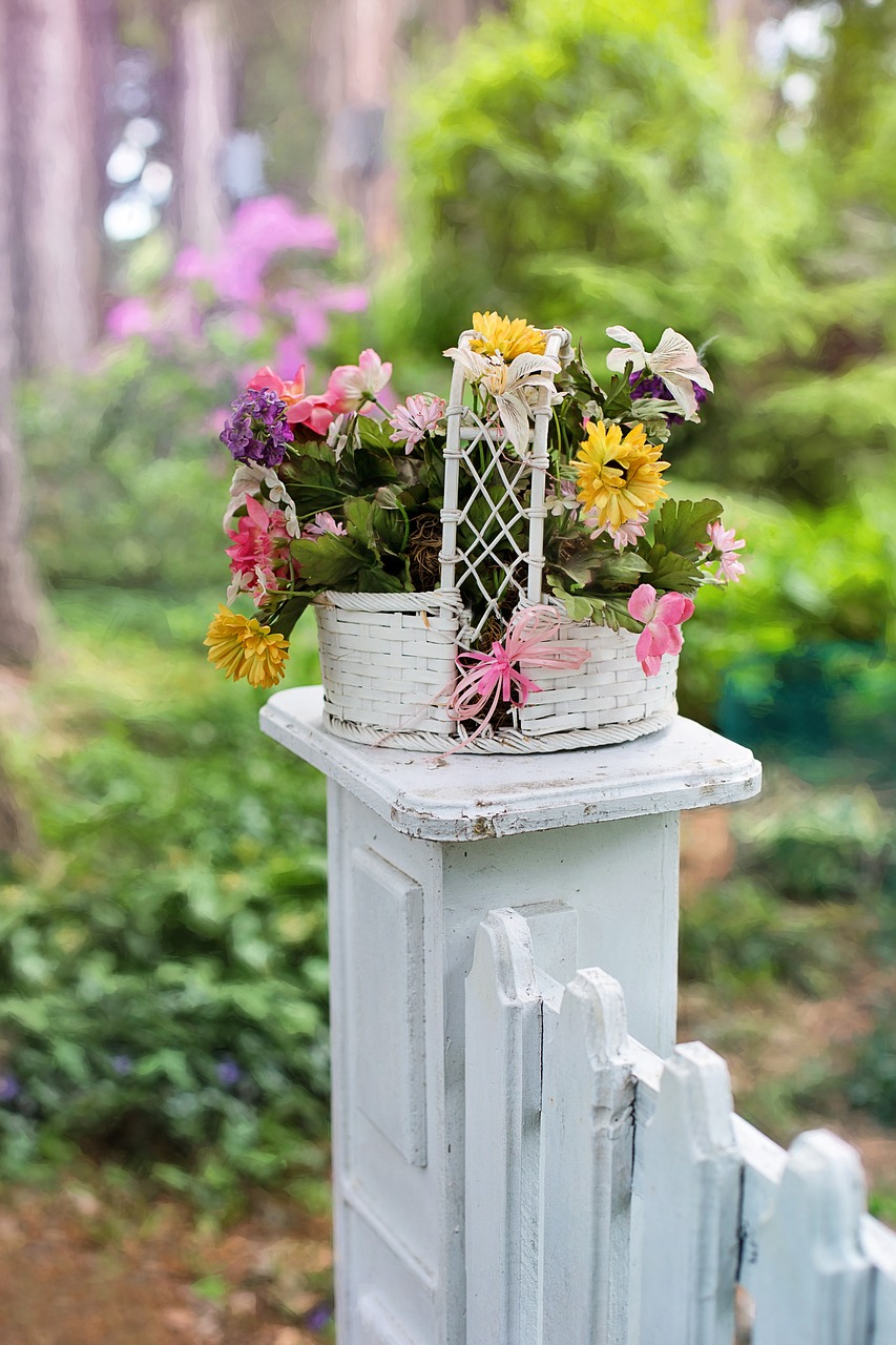 flower basket, flowers, blooms